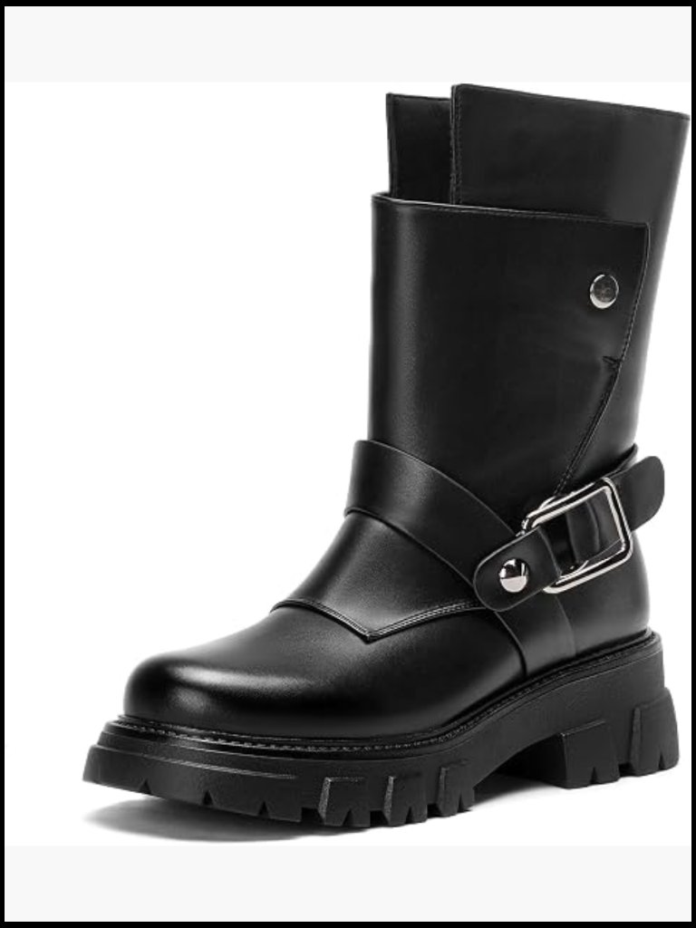 Gothic Motorcycle Ankle Boot Lug Sole Biker Combat Short Boot Y2k Zipper Chunky